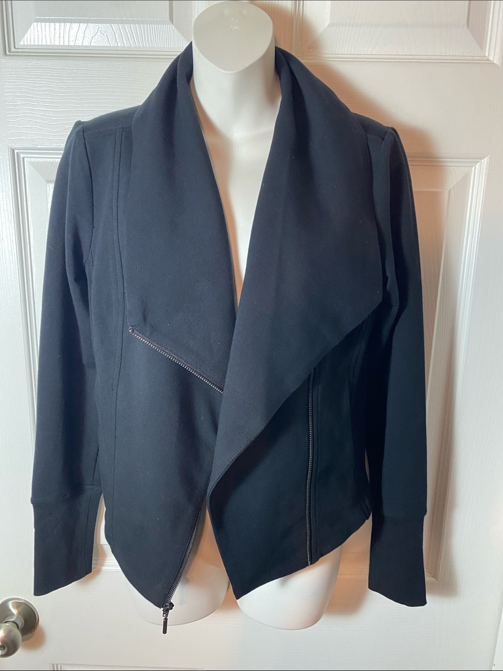 H by Halston Black Draped Side Zip  Blazer Jacket Size 8